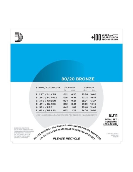 Daddario EJ11 Akustik Gitar Teli
