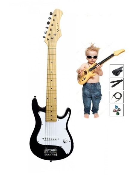 Victor Küçük Elektro Gitar (Siyah) Junior 1/2
